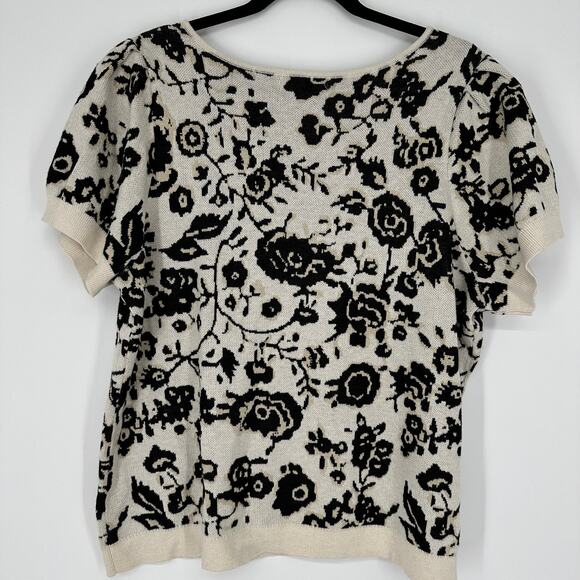 Treasure & Bond Floral Square Neck Sweater Shirt Short Sleeve New Womens 2XL - Picture 5 of 8